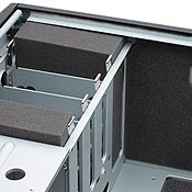The soundproofing kit includes acoustic foam blocks to fill unused drive voids, assisting airflow and reducing noise