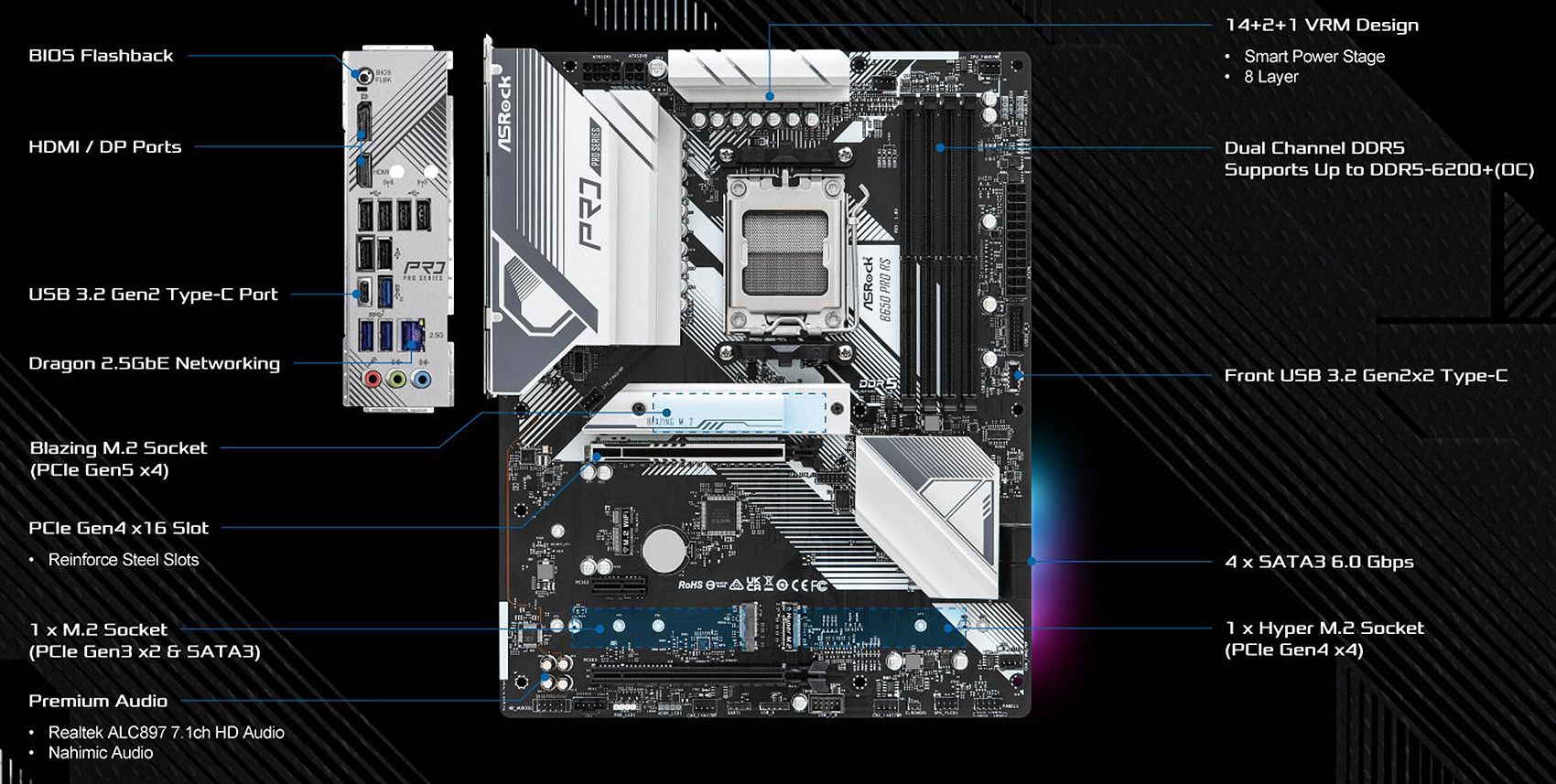 B650 PRO RS AM5 ATX Motherboard