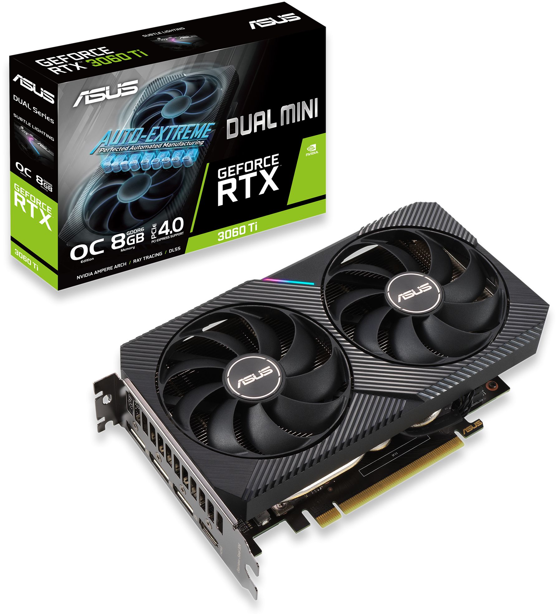 GeForce RTX 3060 Ti DUAL V2 MINI OC 8GB Semi-Fanless Graphics Card