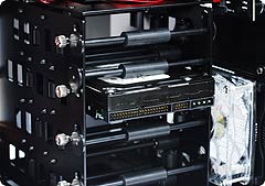 The GT1000 HDD cage holds up to four hard drives