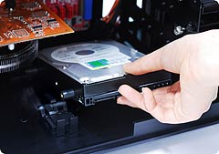 The floor of the GT1000 holds up to two hard drives