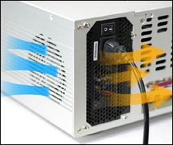 Airflow direction for cooling the power supply