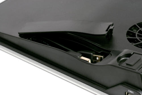 A useful storage compartment on the base of the cooler conveniently stores the USB power cable