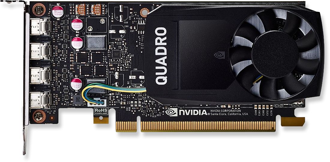 NVIDIA Quadro P1000 Graphics Card, 4x mDP1.4 plus 4 DVI Adapters