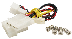 Fan package includes 3-pin to 4-pin Molex adaptor and mounting screws