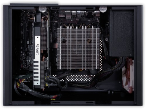 Internal view showing graphics card and CPU cooler installed