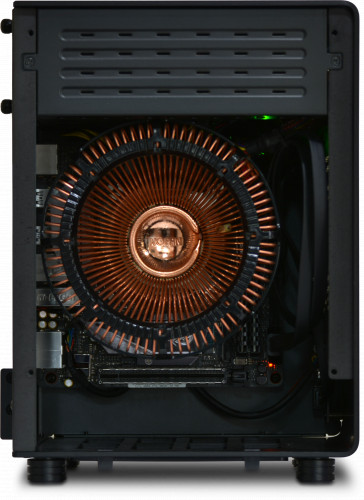 Internal and rear view of the NanoQube Plus with ASUS motherboard